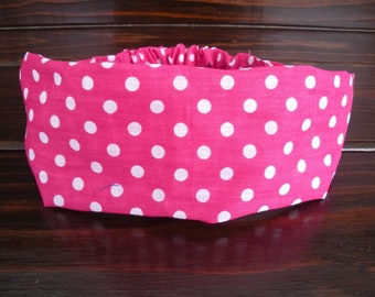 Womens Headband Fabric Headband Summer Fashion Accessories Women Headscarf Yoga headband Bandana in Hot pink polka dot