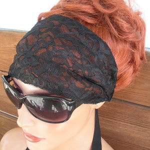 Black Lace Headband: Self-Tie Head Scarf, Summer Fashion