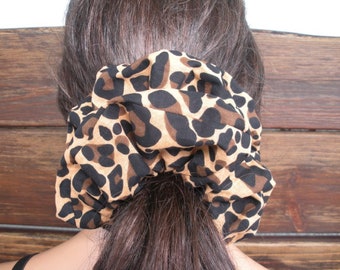 Scrunchie Oversized Scrunchie Summer Fashion Hair Accessories Women Hairscarf Ponytail Bandana in Leopard print