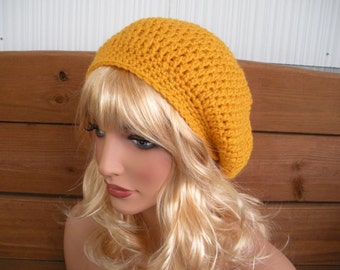 Womens Hat Winter Slouchy Hat Crochet Hat Winter Fashion Accessories Women Beanie Slouchy hat in Gold  - Choose color