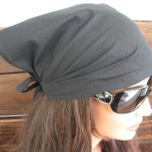 Black Cotton Tie Back Headband Bandana: Summer Fashion Headscarf