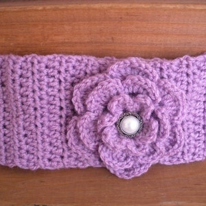 Lilac Crochet Headband Earwarmer Winter Fashion Accessories Women Headscarf with flower - Choose color