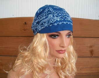 Womens headband Fabric headband Summer Fashion Accessories Women Headscarf Yoga Bandana in Royal Blue - Choose color