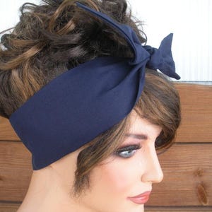 Black Dolly Bow Headband: Summer Fashion Retro TIE UP Head Scarf - Pick your color image 9