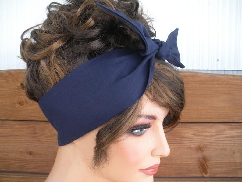 Black Dolly Bow Headband: Summer Fashion Retro TIE UP Head Scarf - Pick your color image 9