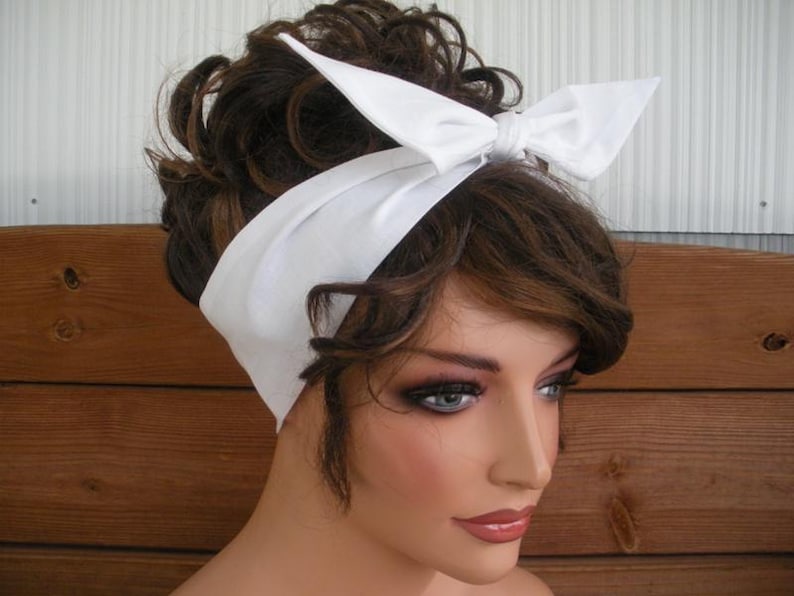 Black Dolly Bow Headband: Summer Fashion Retro TIE UP Head Scarf - Pick your color image 7