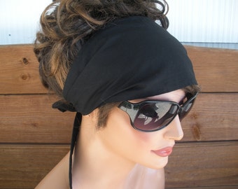 Black Headband Headscarf: Summer Headwrap Cotton Tie-Back Head Scarf - Choose color