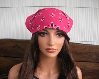 Womens Headband Fabric Headband Summer Fashion Accessories Women Headscarf Kerchief Triangle Bandana in Hot Pink - Choose color