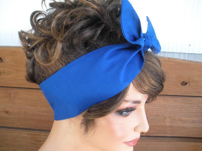 Black Dolly Bow Headband: Summer Fashion Retro TIE UP Head Scarf - Pick your color image 6
