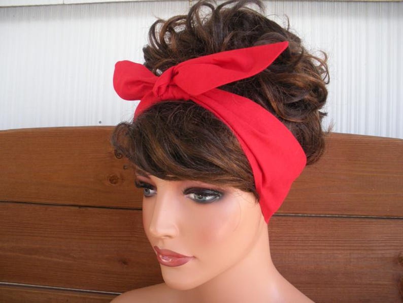 Black Dolly Bow Headband: Summer Fashion Retro TIE UP Head Scarf - Pick your color image 8