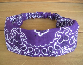 Womens Headband Fabric Headband Summer Accessories Women Headscarf Yoga Headband Bandana in Dark Purple  - Choose color