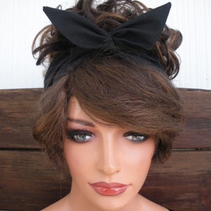 Black Wired Headband Black Dolly Bow Headband Summer Fashion Hair Accessories Women Headscarf Black Bandana - Choose color