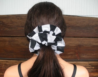 Scrunchie OVersized Scrunchie Summer Fashion Hair Accessories Women Hairscarf Ponytail inBlack and White Check print