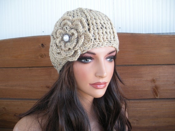 Wool Knit Cloche Hat with Side Flower Design, Stretchy Fit Wool Mina Flower Cloche Hat | Fall & Winter Hats for Women main image 3