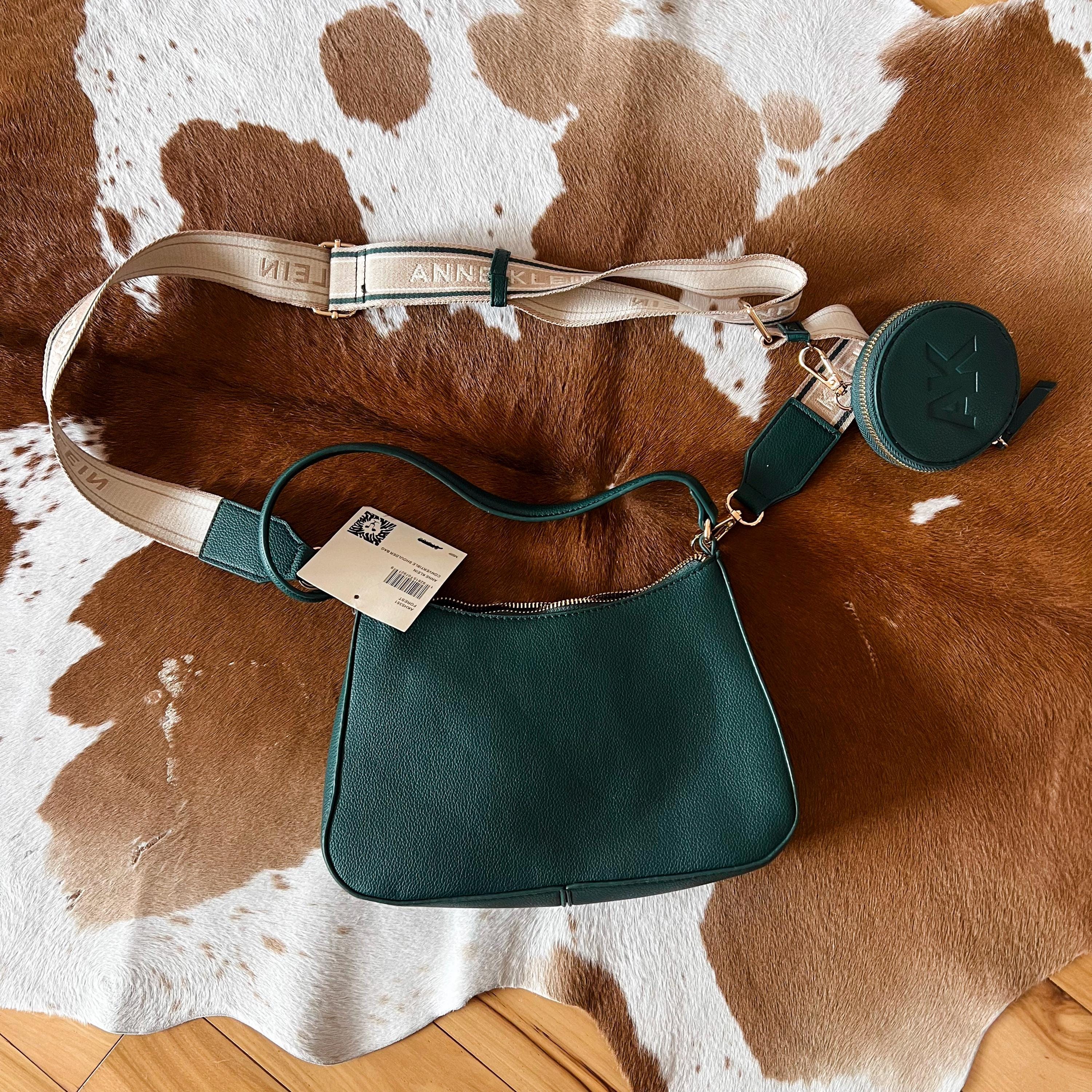 Anne Klein Forest Green Shoulder Bag | Crossbody Purse With Coin