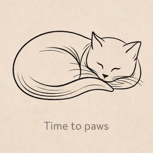 Minimalistisches Katzenposter - Digital Wallart / Motiv: Time to Paws