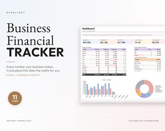 Small Business Financial Tracker Google Sheets Excel | Income Expense Profit Loss Cash Flow Budget Invoice Log | 11 Tabs Auto Dashboard
