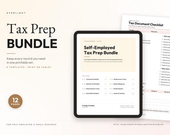 Ensemble de préparation fiscale pour travailleurs indépendants | Organisateur fiscal imprimable, suivi des dépenses, carnet de kilométrage, feuille de calcul fiscale trimestrielle, suivi des revenus, liste de contrôle