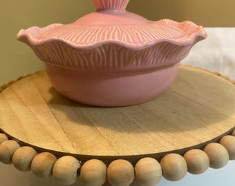 Cazuela vintage de cerámica Miramar de California, color rosa, de 25 cm (10 pulgadas), apta para horno, con tapa.