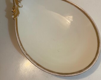 Vintage Porcelain Bonbon Dish with Gilded Gold Accents and Ornate Design