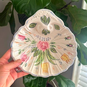 Vintage Blue Ridge Pottery "Nove Rose" Shell Dish – Hand Painted Midcentury Ceramic Bowl