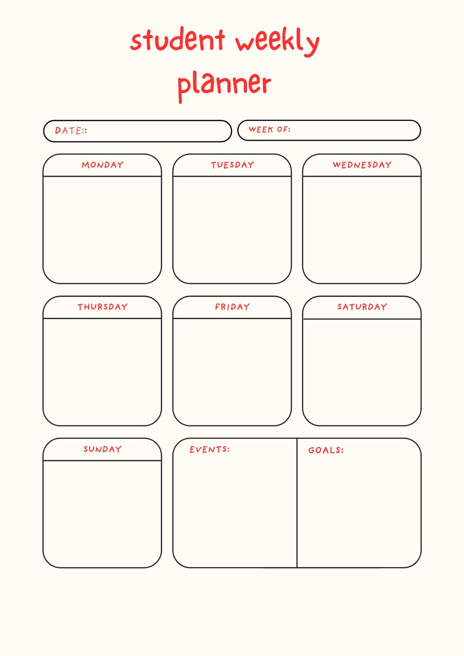Student Weekly Planner Printable | Minimalist Study Planner | Digital ...