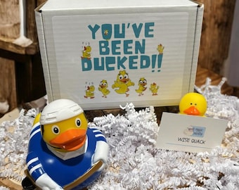 Blue Hockey Rubber Duck Gift Box – Hockey Fan Gift, Sports Duck, Hockey Lover Gift, Curated Gift Box, Hockey Coach Gift