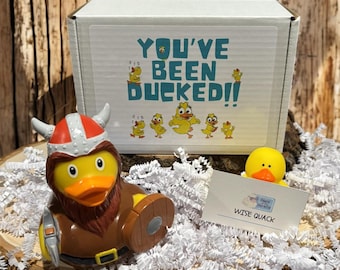 Viking Male Rubber Duck Gift Box – Norse Warrior Duck, Nordic Gift, Curated Gift Box, Mythology Rubber Duck