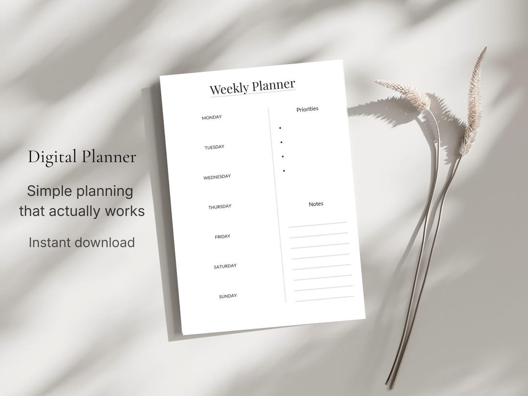 Undated Weekly Planner Printable | Minimalist A4 & A5 PDF ...
