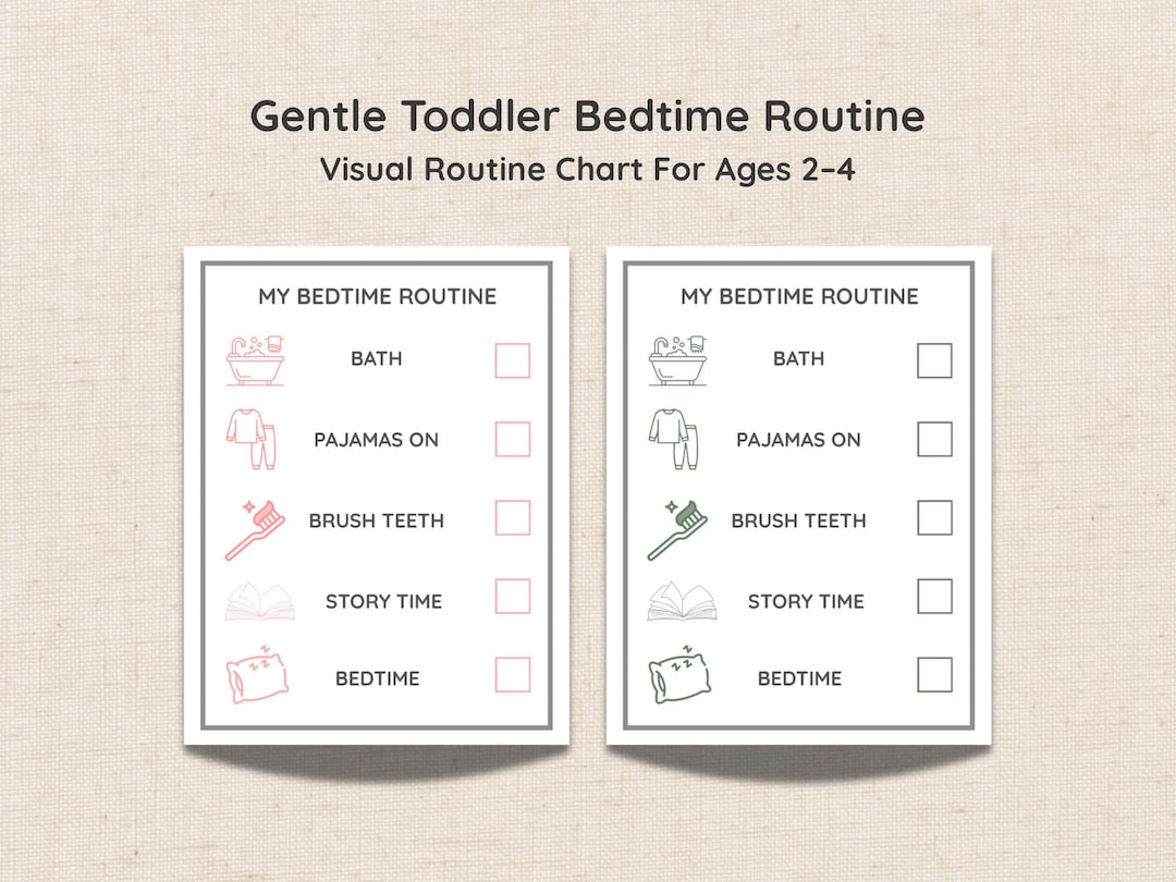 Toddler Bedtime Routine Chart | Visual Schedule for Ages 2-4 (PDF ...