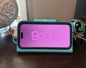 Base de carga 3 en 1 para Apple, soporte de carga para iPhone, soporte para cargador de Apple Watch, base para AirPods Pro, organizador de escritorio impreso en 3D.