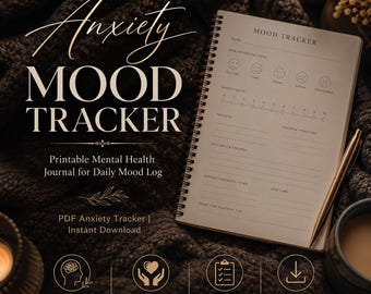 Anxiety Mood Tracker Printable | Daily Anxiety Journal PDF | Mental. Health Tracker | Mood Log Printable |Wellness Tracker| Instant Download
