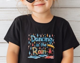 Rainy Day Kids Shirt | Dancing In The Rain Watercolor Design Toddler T-Shirt