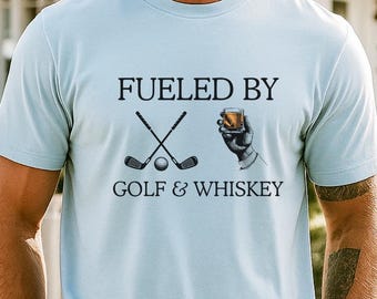 Fueled by Golf Shirt | Golf Clubs and Whiskey Glass Design