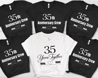 Personalized 35th Wedding Anniversary Shirt, Custom Anniversary 30,35Years Tee, Husband Wife T-Shirts, 35 Years Together and Crew Sweatshirt