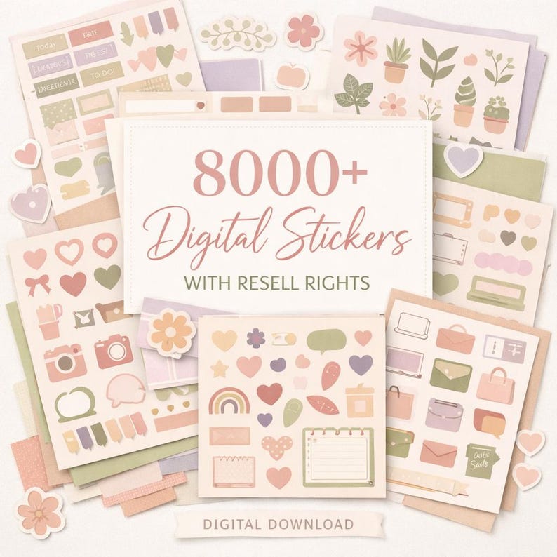 Massive 8000 Digital Stickers Bundle for Etsy Sellers - PLR & MRR ...