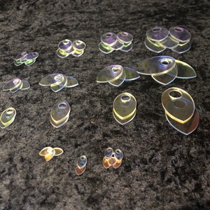 Set of 10 Iridescent scales for chainmail and scalemail five sizes of laser cut iridescent plastic scales