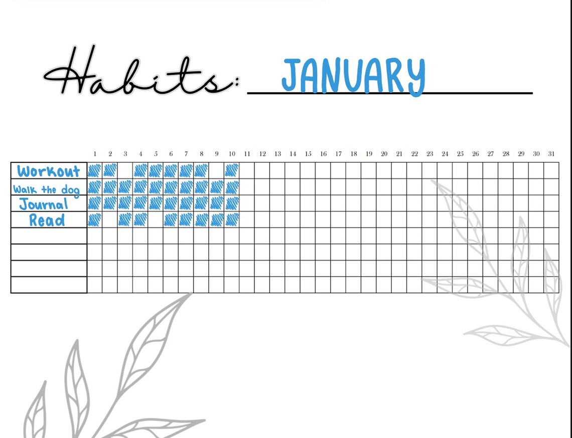 Monthly Habit Tracker Digital Download Multiple Sizes (A4, A5, 8.5x11in ...