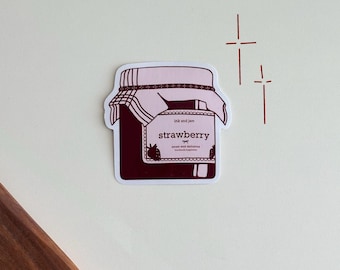 Strawberry Jam Waterproof Vinyl Sticker for Kindles, Journals, Water Bottles, Laptops, and Tumblers