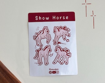 Horse Sticker Sheet Waterproof Pretty Show Horse Stickers for Journals and Scrapbooks