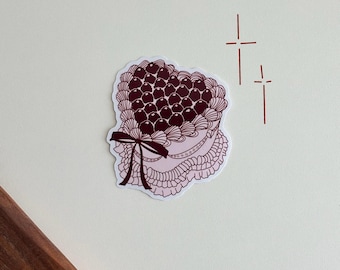 Vintage Heart Cake Waterproof Vinyl Sticker for Kindles, Journals, Water Bottles, Laptops, and Tumblers