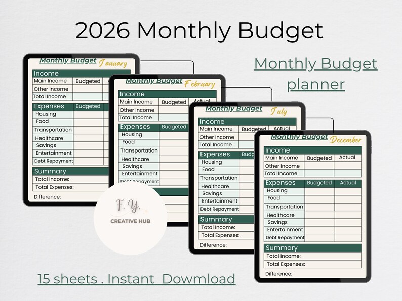 2026 Budget Planner | Monthly Finance Tracker (digital PDF) - Etsy