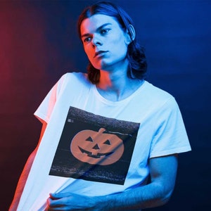 VHS Halloween Magic Pumpkin Premium Unisex Tee, Season of the Witch, Halloween 3, Silver Shamrock