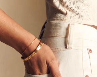 Jonc à personnaliser en acier inoxydable or ou argent - cadeau personnalisé, bijoux femme, cadeau pour elle