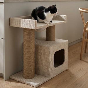 Personalized Cat Tree Tower | Tall Scratching Post with Platforms & Condo |  Real Wood Furniture for Indoor Cats | Gift for Pet Lover