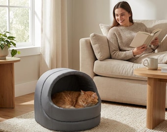 Cama Macia Esconderijo para Gatos | Cama Toca para Gatos de Interior com Almofada | Ninho Aconchegante para Gatos Pequenos | Cama Ninho para Gatos | Casinha Caverna para Gatinhos | Presente para Gatos