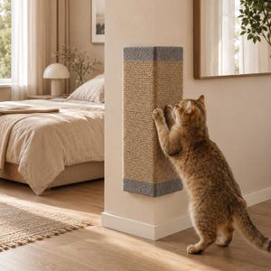 Corner Cat Scratcher | Sisal Wall Scratching Post | Cat Sofa Protector | Vertical Cat Scratcher for Apartment