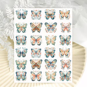 Butterfly Folk Art Charm Bar Transfer Paper, Water Soluble Transfers for Polymer Clay, Clay Maker Supplies,Charm Supply, Whimsical Tiles
