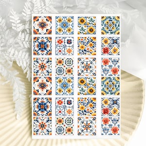 Mexican Talavera Tile Charms Transfer Paper, Water Soluble Transfers for Polymer Clay, Clay Maker Supplies,Charm Bar Supply,