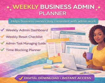 Weekly Business Admin Planner for Small Businesses (Digital Download)